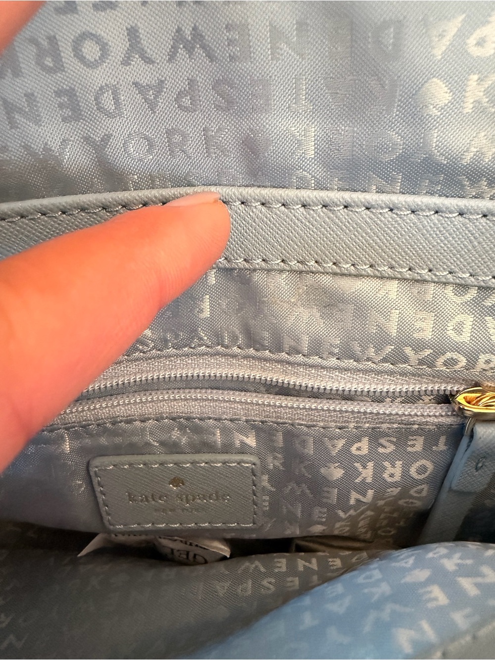 Kate Spade New York Light Blue Saffiano Leather Crossbody Bag Gold Hardware - Picture 8 of 15